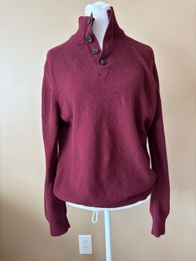 Express Burgundy Button-Up Cowl Neck Sweater